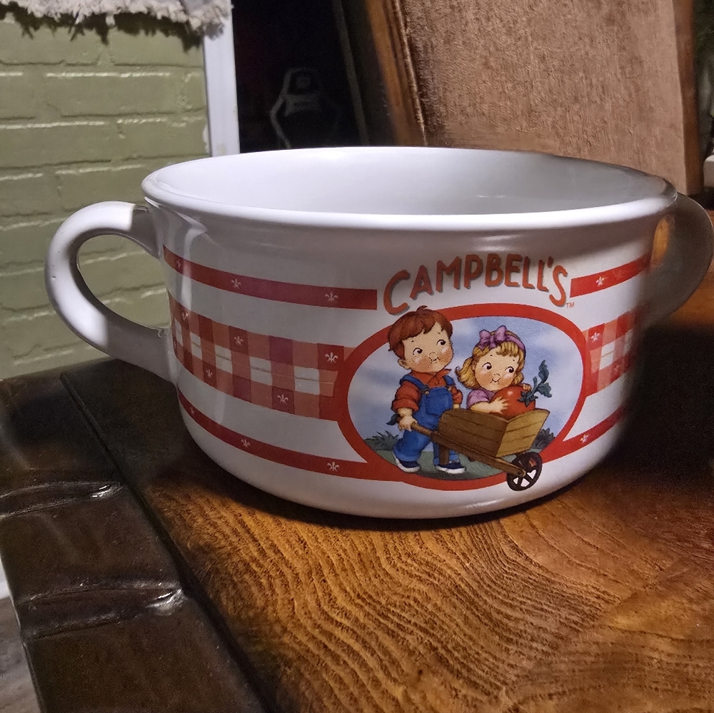 Vintage Campbells Red and White Soup Bowl